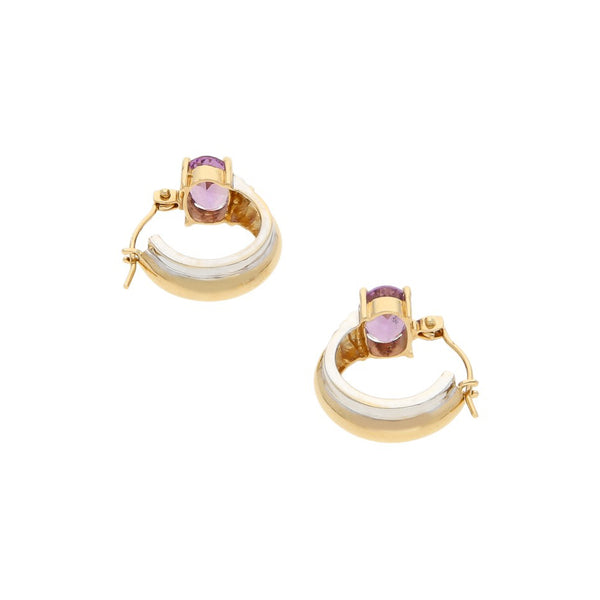 Arracadas lisas con sintético en oro amarillo 14 kilates.