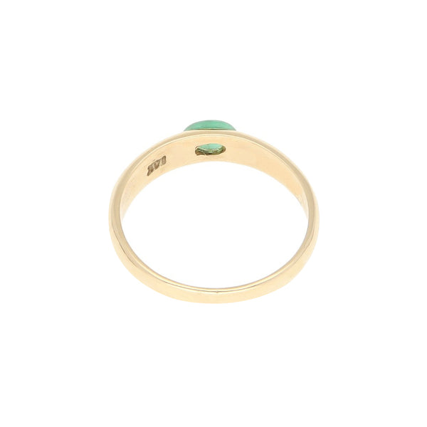 Anillo liso con olivino en oro amarillo 14 kilates.