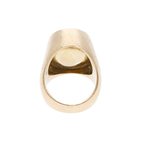 Anillo diseño especial con perla en oro amarillo 12 kilates.