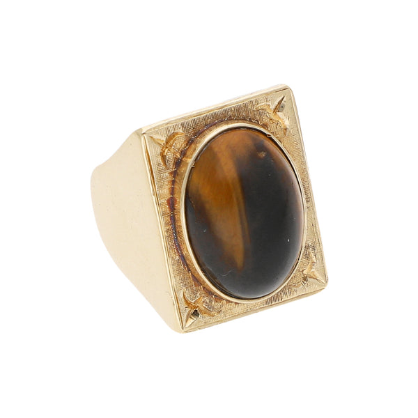 Anillo diseño especial con sintético en oro amarillo 14 kilates.