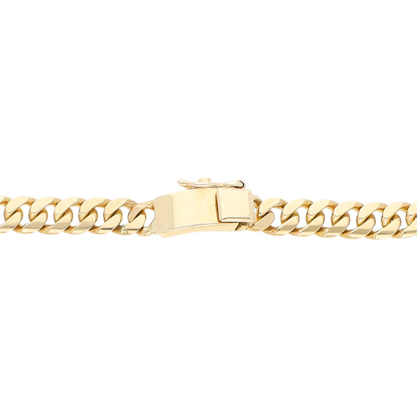 Pulsera eslabón barbado con diamantes en oro amarillo 14 kilates.