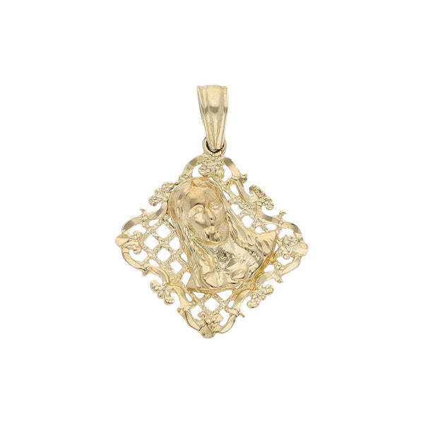 Medalla calada motivo Divino Rostro en oro amarillo 14 kilates.