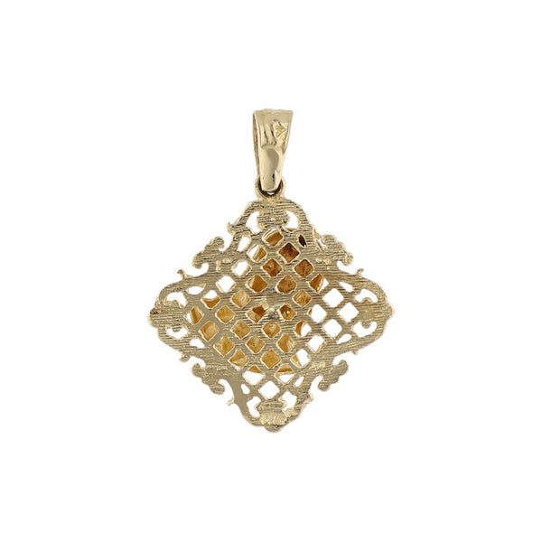 Medalla calada motivo Divino Rostro en oro amarillo 14 kilates.