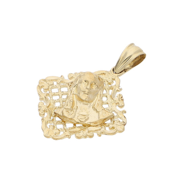 Medalla calada motivo Divino Rostro en oro amarillo 14 kilates.