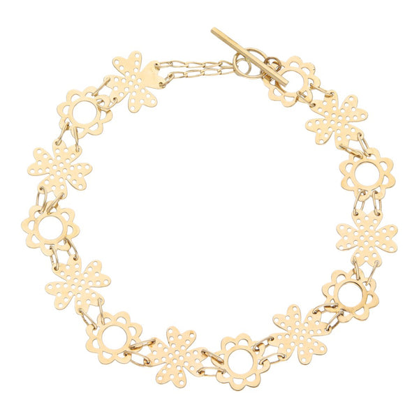 Pulsera eslabón laminado en oro amarillo 14 kilates.