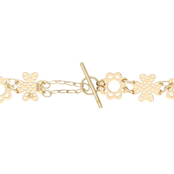 Pulsera eslabón laminado en oro amarillo 14 kilates.