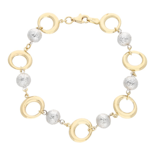 Pulsera eslabón combinado en oro dos tonos 14 kilates.