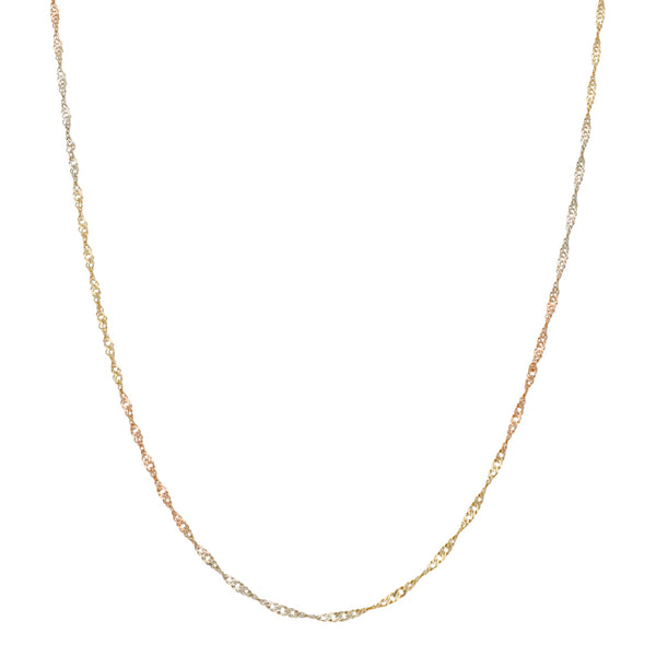 Collar eslabón torzal en oro tres tonos 14 kilates.