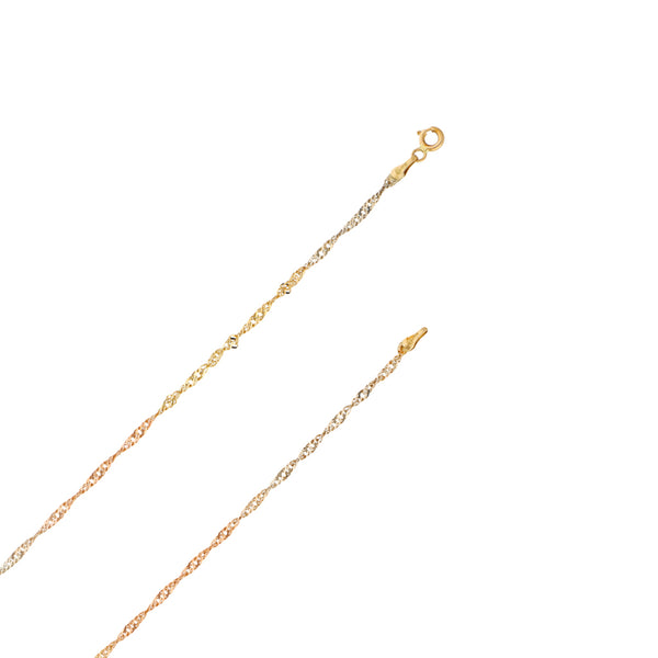 Collar eslabón torzal en oro tres tonos 14 kilates.