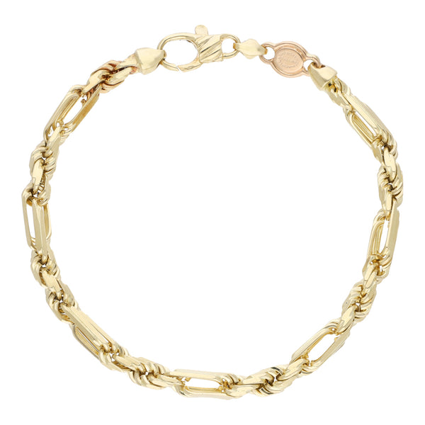 Pulsera eslabón combinado en oro amarillo 14 kilates.