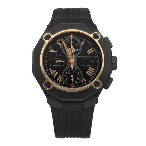 Reloj Baume & Mercier para caballero modelo Riviera vistas en oro rosa 18 kilates.