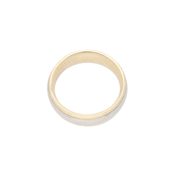 Argolla diseño especial platinada en oro amarillo 14 kilates.
