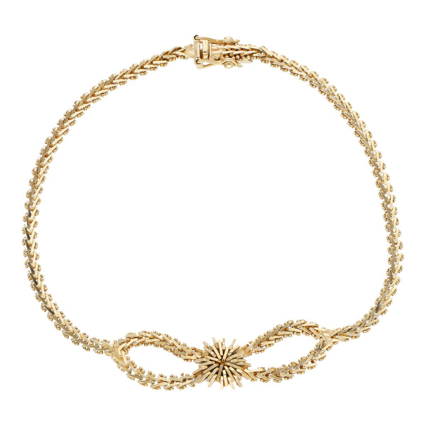 Pulsera eslabón boleado en oro amarillo 14 kilates.
