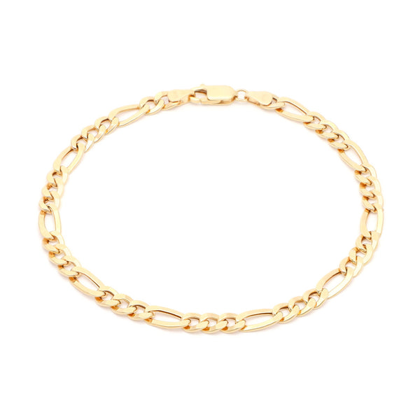 Pulsera de tres eslabones por uno en oro amarillo 14 kilates.