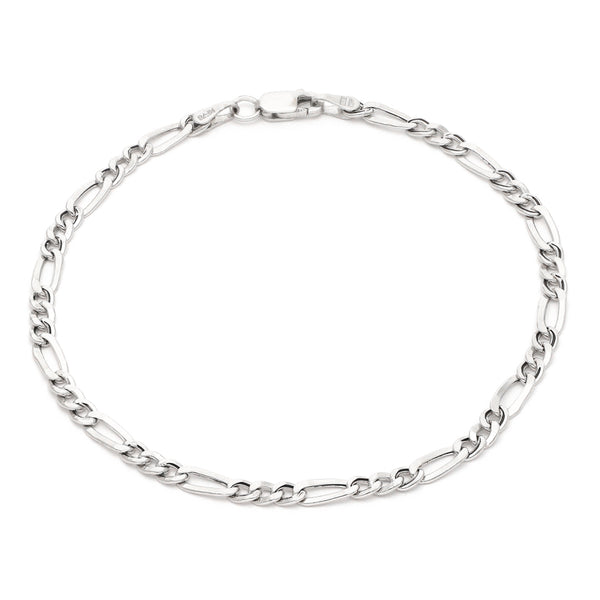Pulsera de tres eslabones por uno en oro blanco 14 kilates.