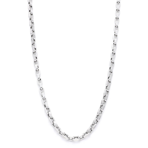 Collar eslabón cruzado en oro blanco 14 kilates.