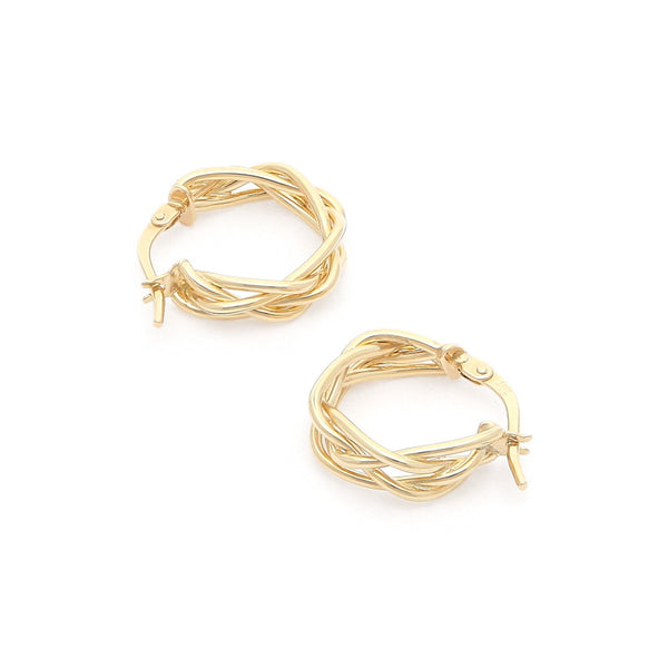 Arracadas trenzadas en oro amarillo 14 kilates.