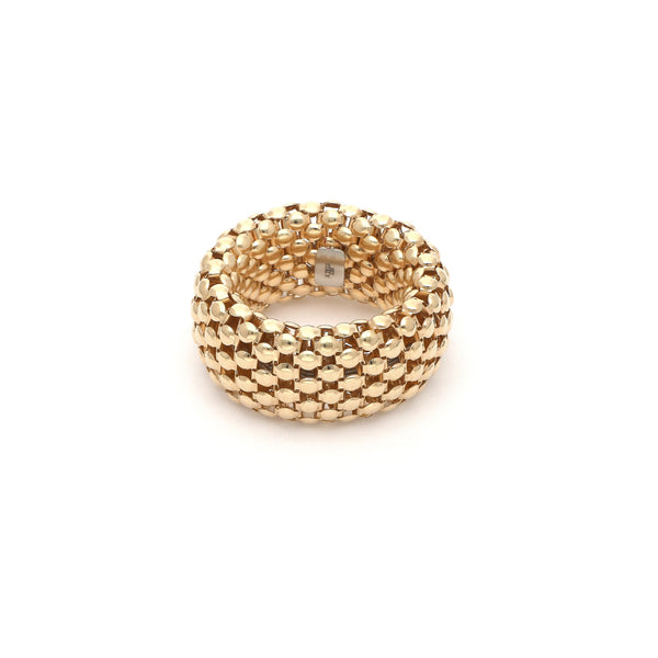 Anillo tejido en oro amarillo 14 kilates.