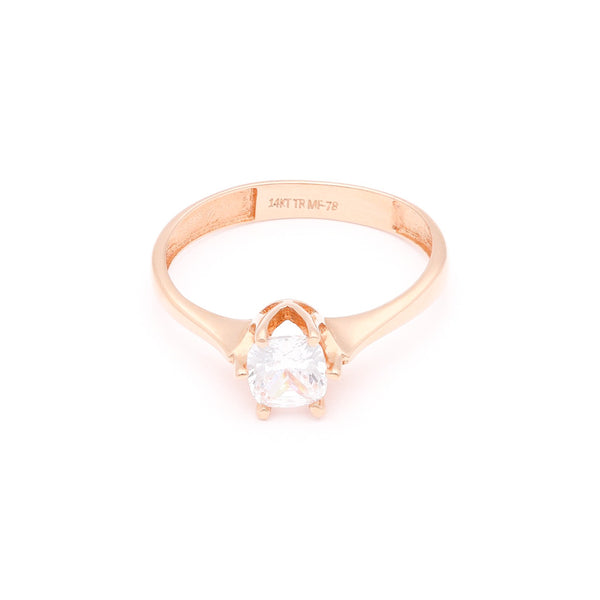 Anillo de compromiso con circonia en oro rosa 14 kilates.