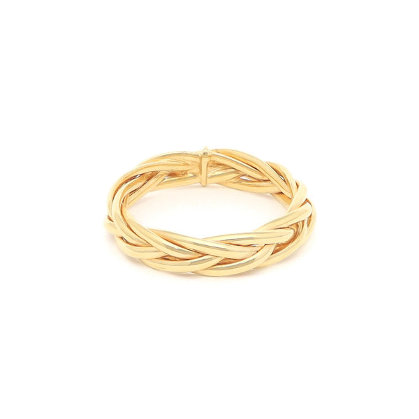 Anillo trenzado en oro amarillo 14 kilates.