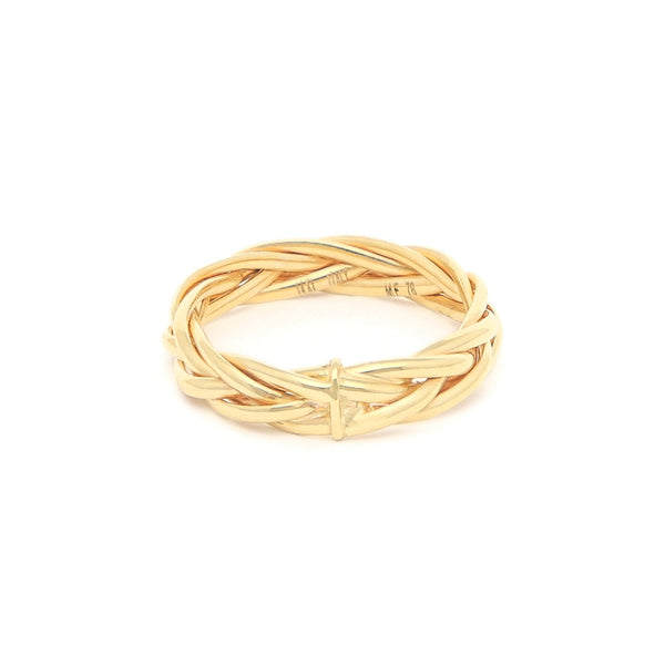 Anillo trenzado en oro amarillo 14 kilates.