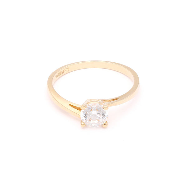 Anillo de compromiso con circonia en oro amarillo 14 kilates.