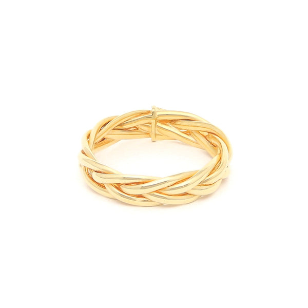Anillo trenzado en oro amarillo 14 kilates.