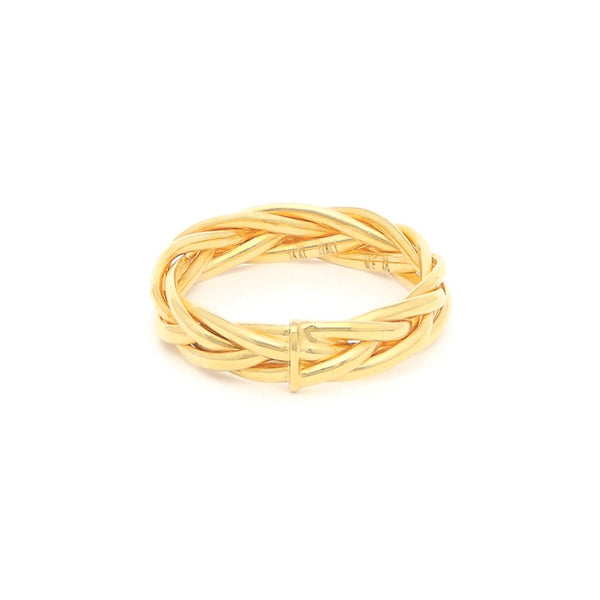 Anillo trenzado en oro amarillo 14 kilates.