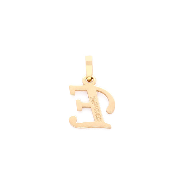 Dije liso letra E en oro amarillo 14 kilates.