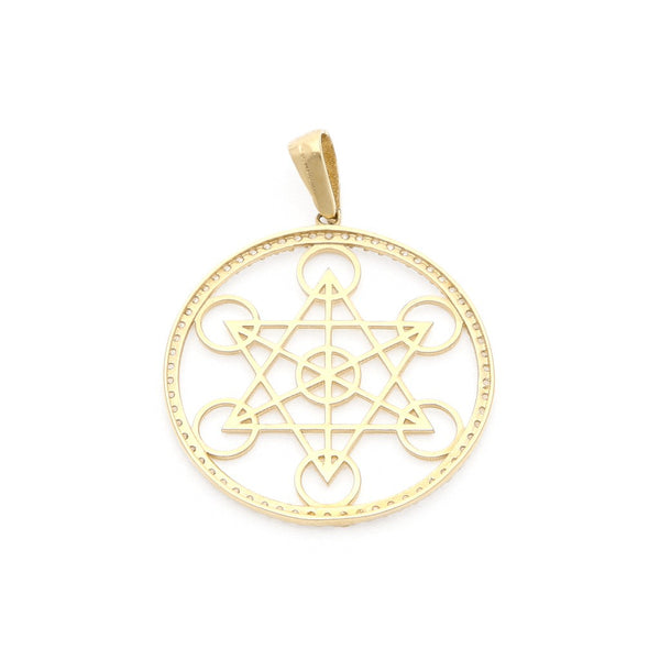 Dije calado motivo estrella con circonias en oro amarillo 14 kilates.
