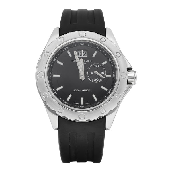 Reloj Raymond Weil para caballero en acero inoxidable y caucho