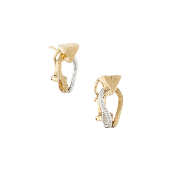 Aretes estilizados en oro dos tonos 14 kilates.
