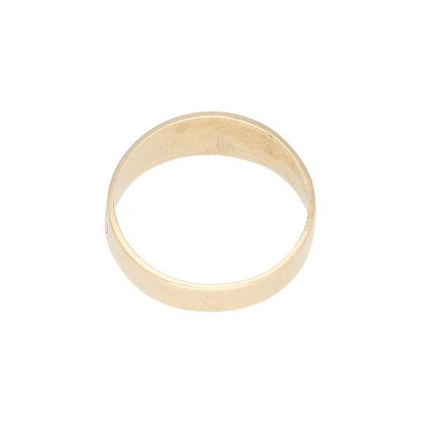 Anillo labrado motivos de la suerte en oro amarillo 14 kilates.