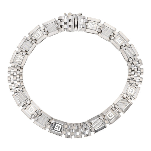 Pulsera eslabón articulado en oro blanco 14 kilates.