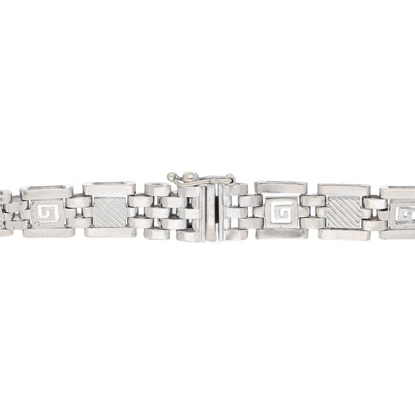 Pulsera eslabón articulado en oro blanco 14 kilates.