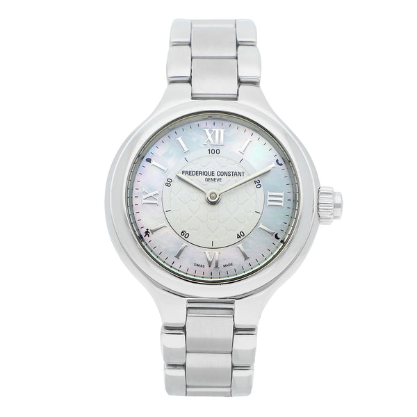Reloj Frederique Constant para dama en acero anoxidable.
