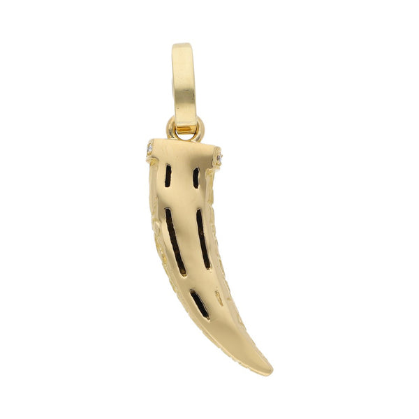Dije diseño especial con diamantes motivo colmillo en oro amarillo 18 kilates.