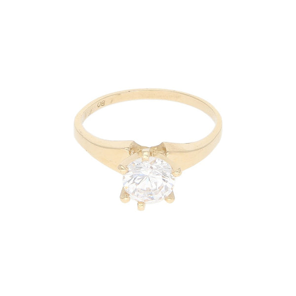Anillo de compromiso con circonia en oro amarillo 14 kilates.