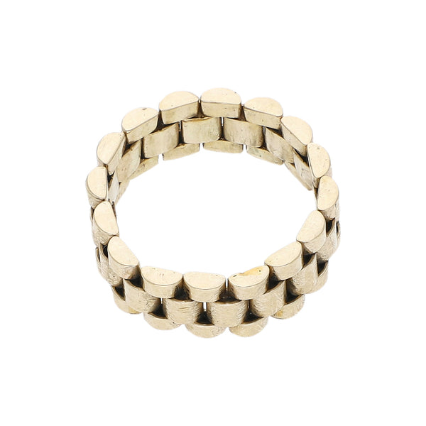 Anillo articulado con aplicación motivo corona en oro amarillo 14 kilates.