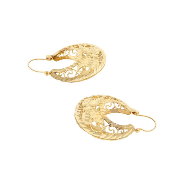 Arracadas caladas en oro amarillo 14 kilates.