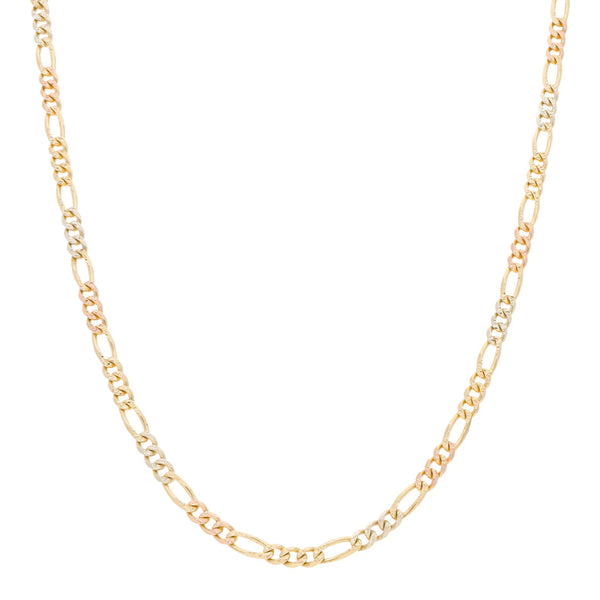 Collar de tres eslabones por uno en oro tres tonos 14 kilates.