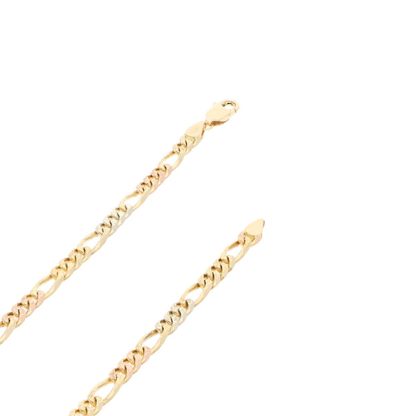Collar de tres eslabones por uno en oro tres tonos 14 kilates.