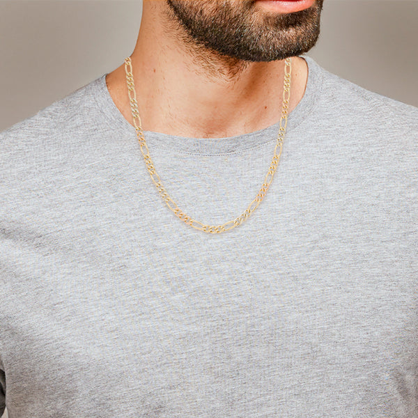 Collar de tres eslabones por uno en oro tres tonos 14 kilates.