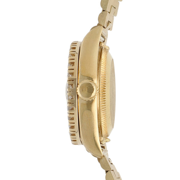 Reloj Rolex para dama modelo Oyster Perpetual DateJust en oro amarillo 18 kilates.