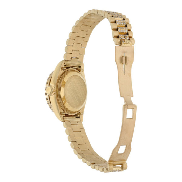 Reloj Rolex para dama modelo Oyster Perpetual DateJust en oro amarillo 18 kilates.