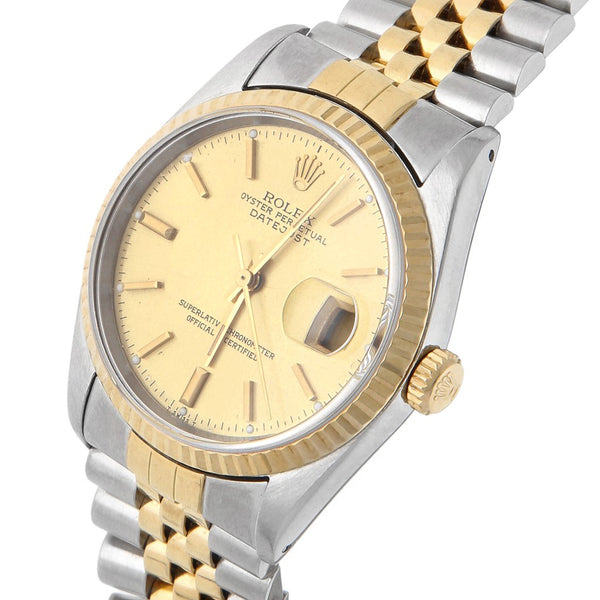 Reloj Rolex para caballero modelo Oyster Perpetual DateJust vistas en oro amarillo 18 kilates.