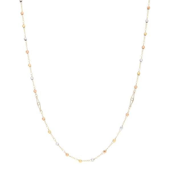 Collar eslabón combinado con aplicaciones en oro tres tonos 14 kilates.