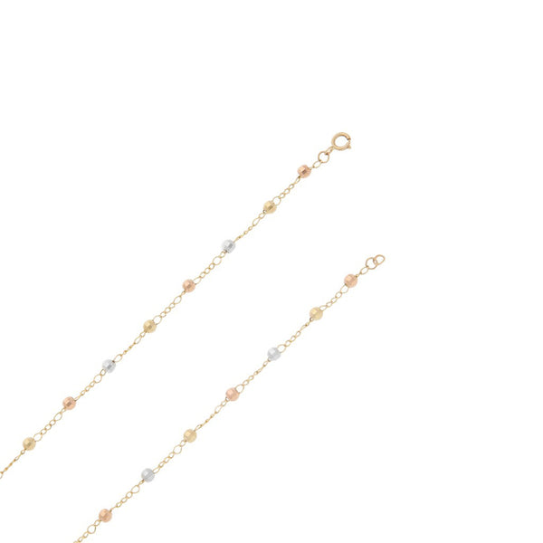 Collar eslabón combinado con aplicaciones en oro tres tonos 14 kilates.