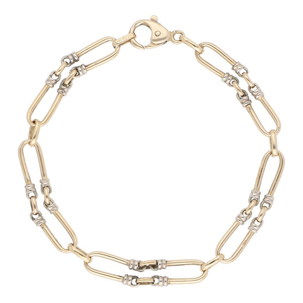 Pulsera eslabón articulado en oro dos tonos 14 kilates.