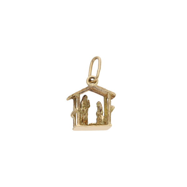 Dije diseño especial motivo pesebre en oro amarillo 14 kilates.